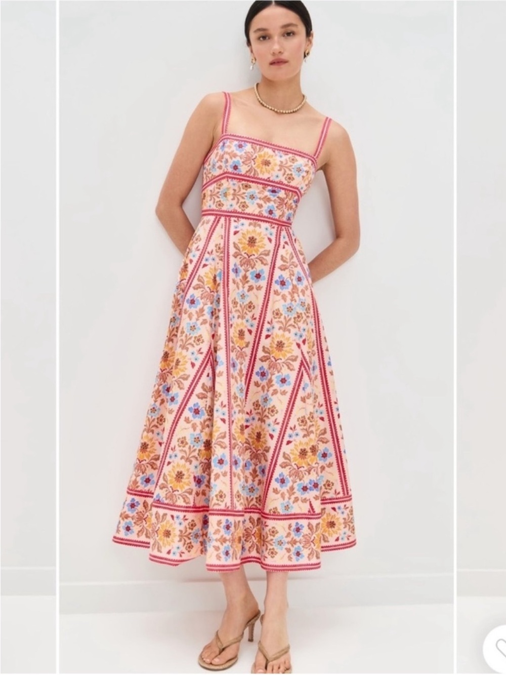 Hill House Margot in pink floral block stripe size S